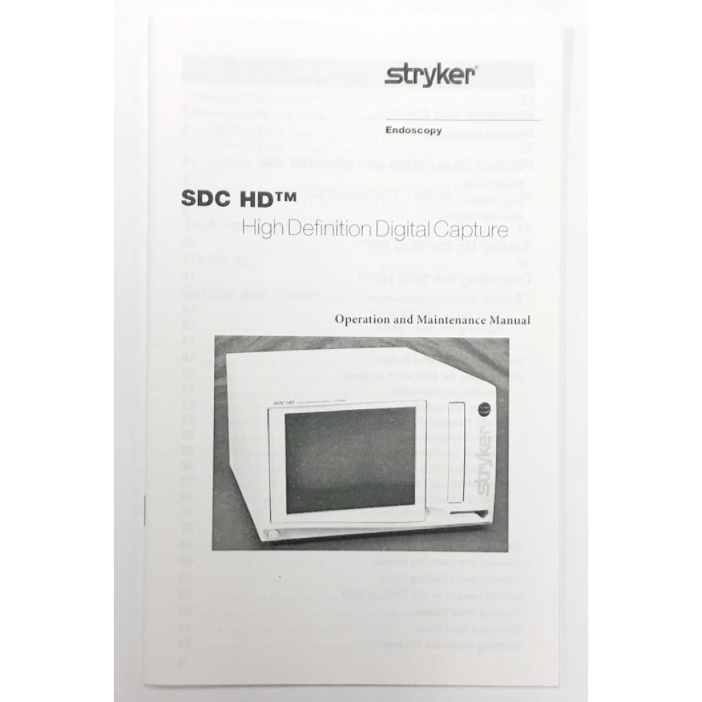 USER MANUAL - STRYKER SDC HD DIGITAL CAPTURE 